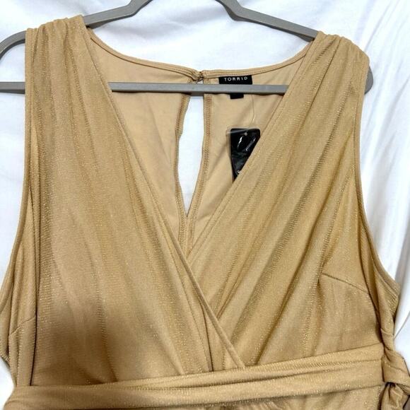 Torrid Glitter Gold Sparkly Dress Sz 4 4X 26 Evening Cocktail Party Fairycore - Picture 6 of 6